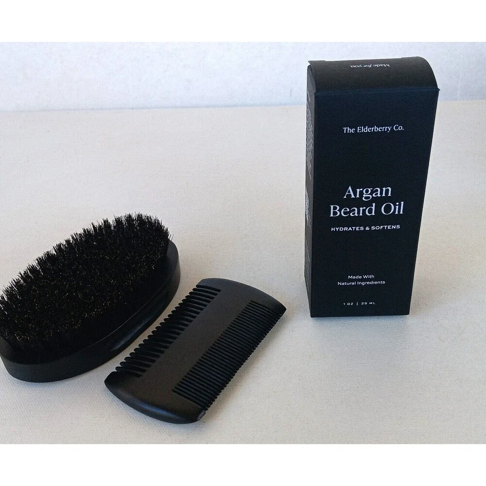 Elderberry Co Beard Oil Bundle with Beard Brush & Comb